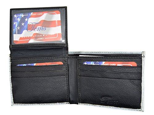 Men's Handcrafted Faux Leather Flip ID Bifold Wallet USA Flag3