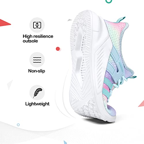 runside girls tennis shoes lightweight sports kids sneakers lace-up for runningwalking toddlerlittle kidbig kid