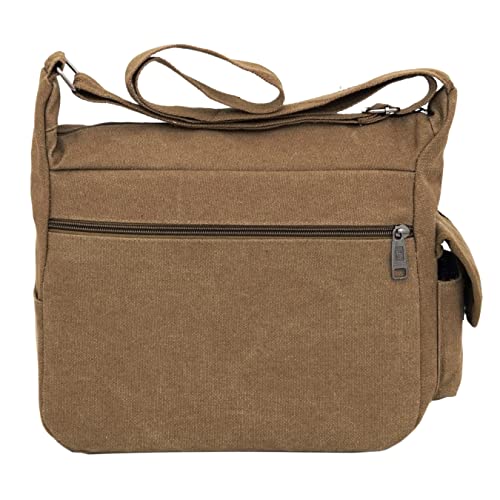 Storite Stylish Canvas Sling Cross Body Messenger Bag, One Side Shoulder Multi Pocket Sling Bag for Men & Women (27x10x26cm, Brown) 2 41DciRppFqL. SL500