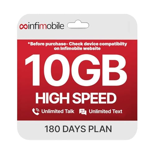 $12.6/Month | Infimobile Prepaid Unlimited Plan: 6 Months | 10GB High-Speed Data Per Month | Unlimited Data Talk & Text | Prepaid Plan Service SIM Card | Nationwide Coverage | 4G 5G Network