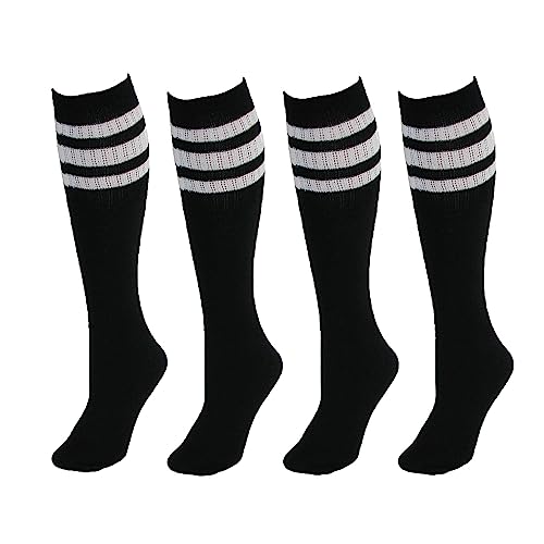 CTM Striped Top Ribbed Tube Socks (4 Pair Pack)2
