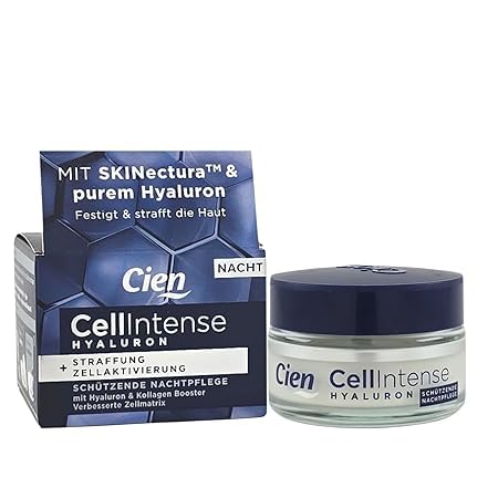 Cien Cell Intense Hyaluron Night Cura (50 ml) | Crema da notte anti-età per rassodare e ridurre le rughe, con SKINectura, Duo-Hyaluron & Collagen Booster | Cura vegana del viso senza siliconi