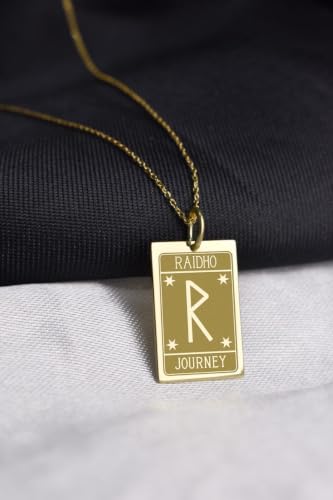 Collier pendentif Raidho rectangulaire, un bijou en argent 925 durable qui ne ternit pas - 2