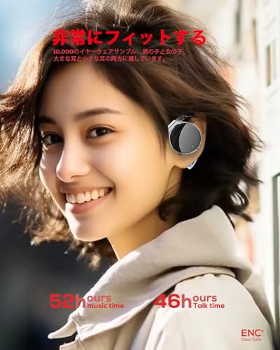 無線耳掛け式イヤホンBluetooth 5.4 ノイズキャンセリングオープンイヤーイヤホン ワイヤレス 水滴型クリップ付きスポーツ オンイヤー 開放型Bluetooth イヤホン 4マイク ハンズフリー通話 小型/軽量ヘッドホン 長電池寿命 商品画像6