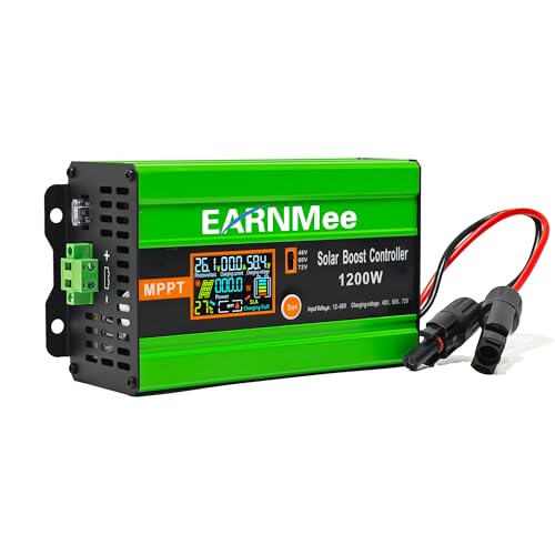 30A Boost MPPT Solar Charge Controller 1200W, 48V/60V/72V Adjustable, 99% Tracking Efficiency & 98% Conversion Efficiency, Compatible with Lead-Acid/Lithium Batteries,HD LCD,Output Max 15A