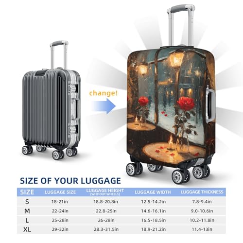 Window Of An Old Cafe Rose Flowers Elastic Travel Luggage Covers Dustproof Scratch-Resistant Suitcase Protector Fit 22-24 Inch4