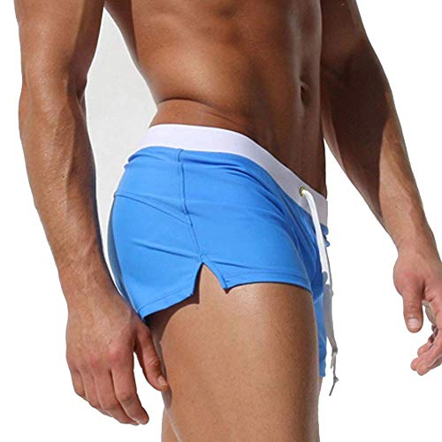 TONLEN Mens Swimwear Short Swim Trunks with Zipper Pockets Blue 2 XL - Thumbnail 3