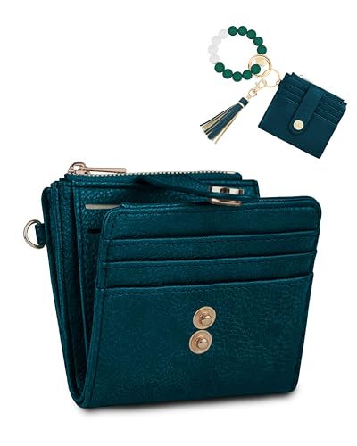 Image of Keychain Wallet Wristlet for Women,RFID Small Wallet | Wallet Wristlet with Zipper Coin Pocket,Vegan Leather Card Wallets for Women, 2 ID Window,Gift