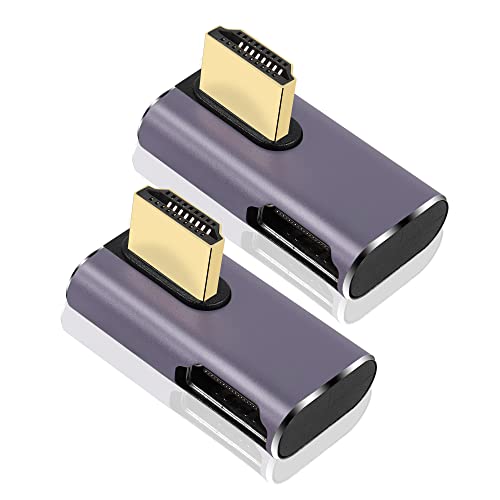 PNGKNYOCN 8K HDMI Adapter, 2 Pack 270 Degree HDMI 2.1 Male to Female Converter,Support 8K@60Hz/4K@120Hz HDR, 48Gbps Data Transferfor HDTV,Projector,Laptop (270 Degree)