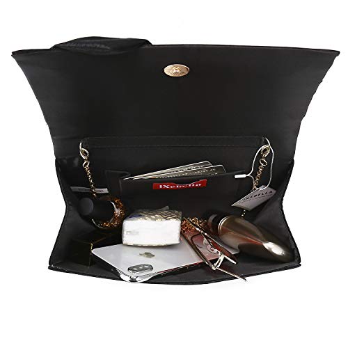 Ixebella Satin Evening Bag Bow Clutch Purse For Women Formal Party/Prom/Wedding (Black) #TOP3
