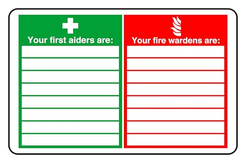 Image of Your First Aiders are Your Fire Wardens are - safety sign - 1.2mm Rigid plastic for indoor/outdoor usage (300mm x 200mm) Viewing Distance within 7m.