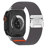 BIGHAS アップルウォッチ バンド ナイロン コンパチブル 49mm 46mm 45mm 44mm 42mm 41mm 40mm 38mm Apple Watch Ultra 3 2 1 iWatch Series 11/10/9/8/7/6/5/4/3/2/1/SE メンズ レディース おしゃれ (ダークグレー, 42(S1-S3)/44/45/46/49mm)