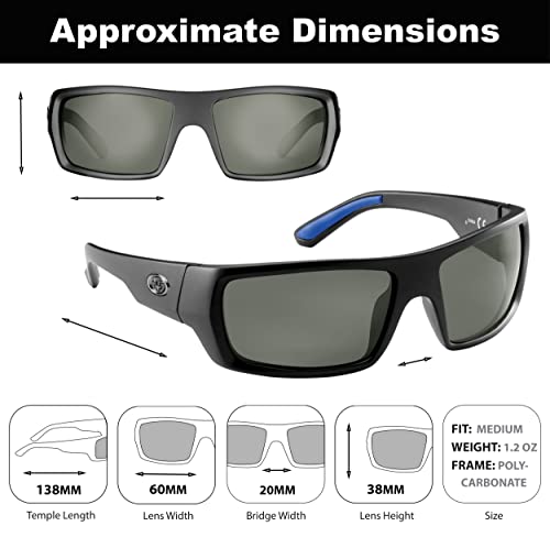 Flying Fisherman Wrap Around Polarized Sunglasses, Matte Black Frame/Smoke Lens, Medium2