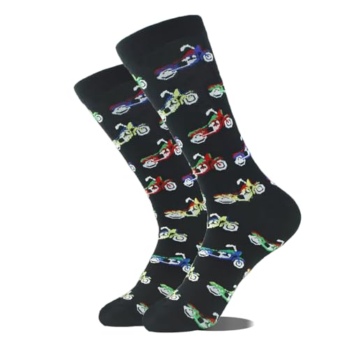 OIXEYA Calcetines Divertidos para Hombres, Motivos Motos de Neumáticos, Regalos para Navidad, Día del Padre, Día del Hombre y San Valentín