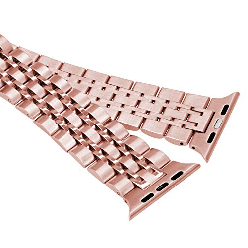 Juntan Compatible Metal Watch Strap for iWatch Smart Watch Band Series 6 SE 5 4 3 2 1 Sport All Models 38mm/40mm Rose Gold - Image 3
