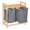 Toilettree products bamboo hamper with dual compartments laundry sorter for bathrooms and laundry rooms dual hamper to sort darks and whites bamboo laundry hamper  urban country home decor