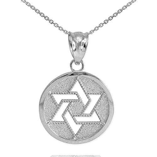 .925 Sterling Silver Jewish Six Pointed Star of David Magen Judaica Hexagram Round Medal Pendant Necklace - Choice of Pendant Only or Chain Length
