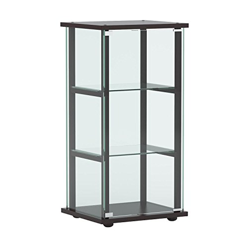 3-Shelf Glass Curio Cabinet Black and Clear