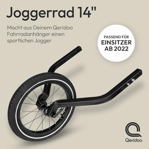 Qeridoo 14' Joggerrad für Einsitzer 2022 | Zubehör für Fahrradanhänger | Jogger-Umrüstsatz | Laufrad-Set für sportliche Nutzung