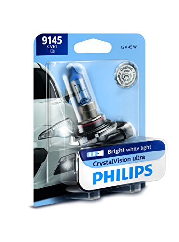 Philips 9145 CrystalVision ultra Upgrade Replacement Bright White Fog Bulb, 1 Pack