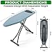 BKTD Compact Ironing Board 13 x 43, Iron Board with Heat Resistant Surface, Adjustable Height, Space Saving Table with Hook & Iron Rest for Home & Laundry Room, Diagonal Checkered Blue