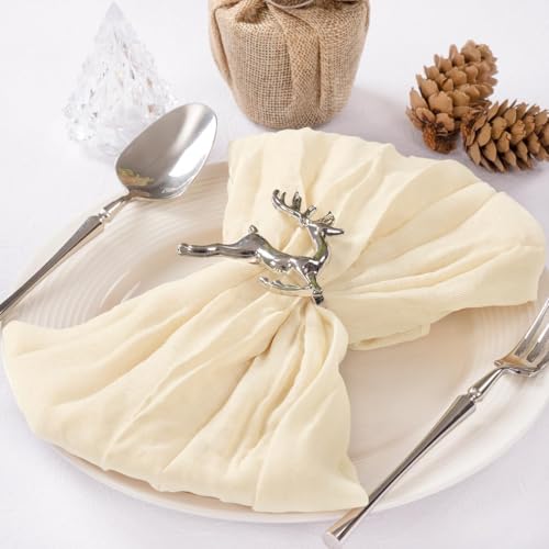 Image of MLMC 40 Pack Cheesecloth Napkins Bulk Beige Reusable Napkins 21 inchx21 inch Cream Boho Dinner Cloth Napkins in Bulk for Bridal Shower Baby Shower Events Decor