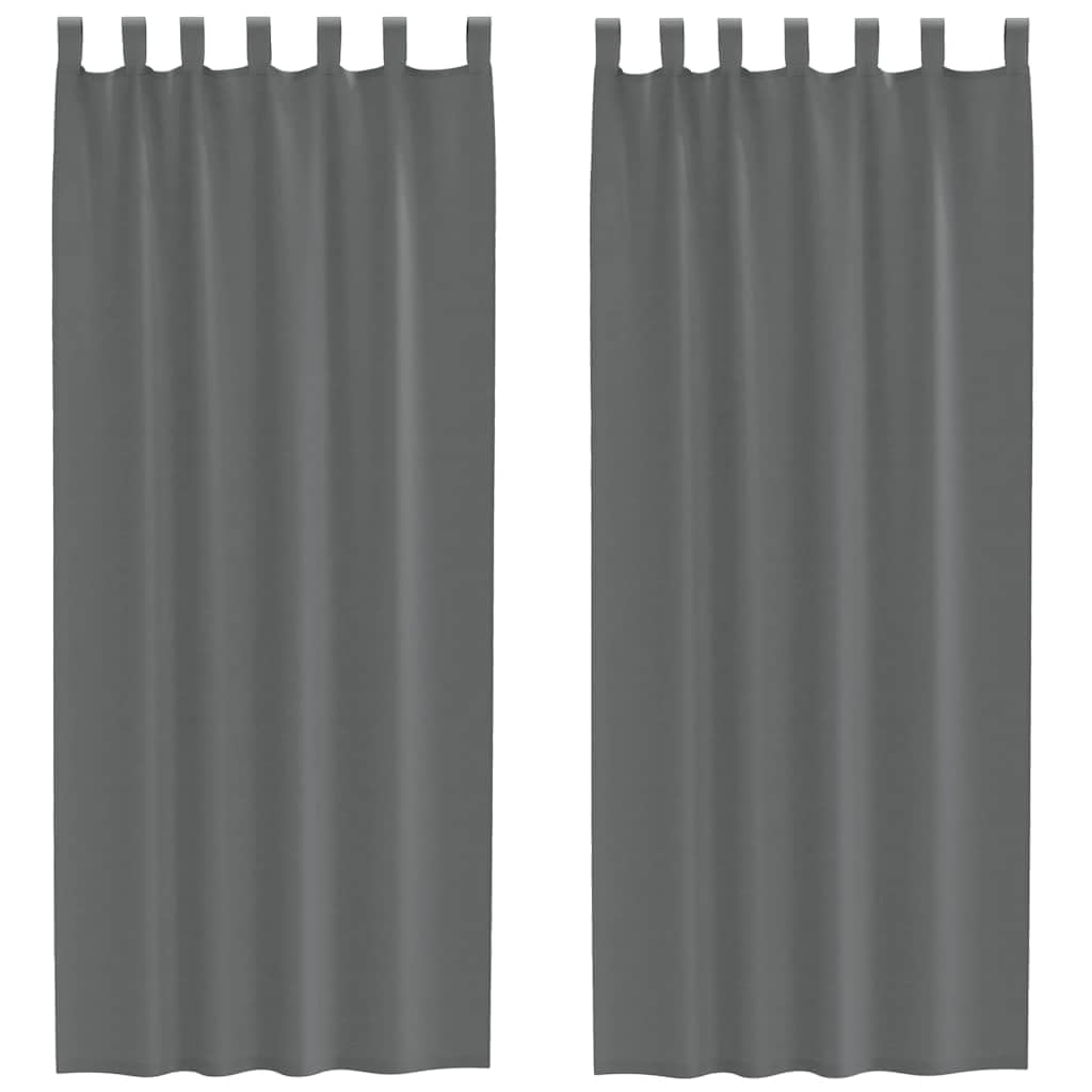 Voilage gris foncé passants 140x260 cm lot de 2 rideaux salon