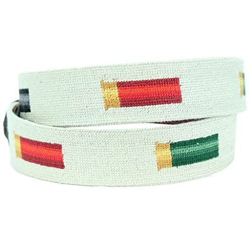 Rainbow Shotgun Shells Needlepoint Belt in Light Khaki by Smathers & Branson2