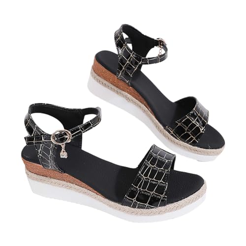 Espadrilles compensées noir 42 3X-Étroit fin de la quête pied fin