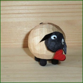Chiffre en bois de mouton Gustel cœur miniature fait main