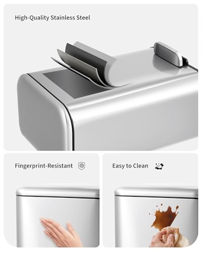 Caneca de basura rectangular de acero inoxidable 20L miniatura 4
