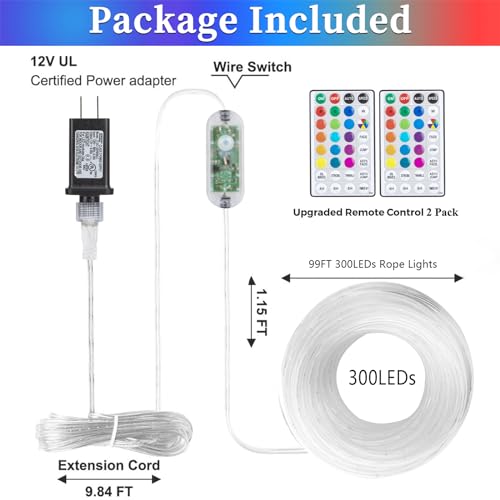 ANJAYLIA 99FT 300 LED Color Changing Rope Lights with Plug and Remote by ANJAYLIA - Used condition - Image 5