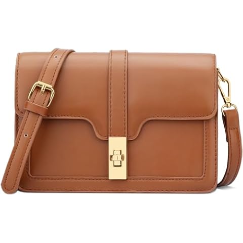 KKXIU Crossbody Bags for Women Trendy Vegan Leather Shoulder Purse with Adjustable Strap (Brown) Cover