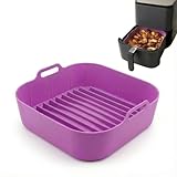 Molde de silicona cuadrado 22 cm para freidora de aire–Compatible con freidoras de 6 a 8 L compatible con Cosori Dual Blaze y Turboblaze–Ideal para recetas con salsa y para proteger la cubeta sin BPA
