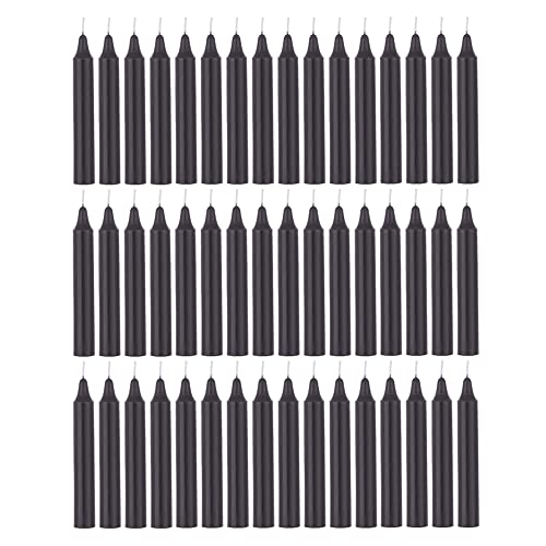 Mega Candles 48 pcs Unscented Straight Black Taper Candles, Hand Poured Wax Candle 5 Inch x 3/4 Inch, Home Décor, Wedding Receptions, Centerpieces, Birthdays, Celebrations, Romantic Events, Holders