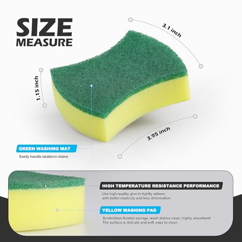 Kitchen Cleaning Sponges,96 Pack Eco Non-Scratch for Dish,Scrub Sponges.