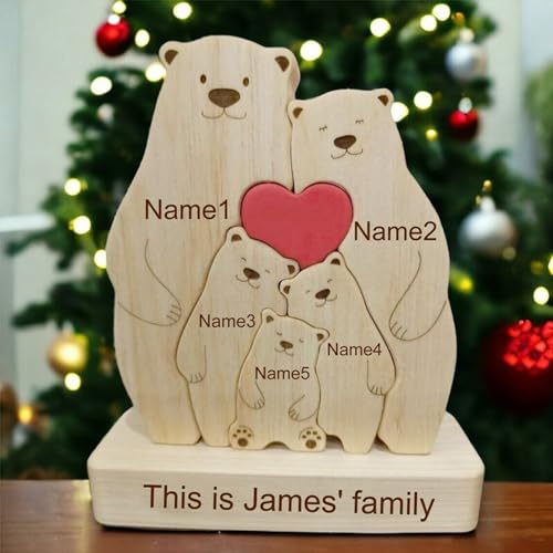 Puzzle ours en bois personnalisé cadeau d'anniversaire et Noël idéal