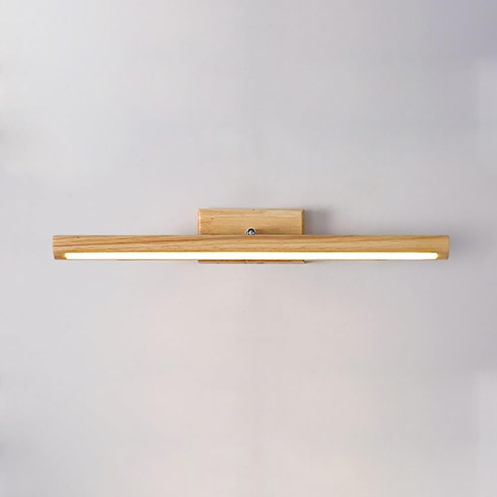 Nowoczesne Lampy Lustro Łazienkowe z Drewna, Oświetlenie nad Lustrem Minimalistyczne Lampy Ścienna Łazienka do Makijażu(Wood,60cm/23.62in)