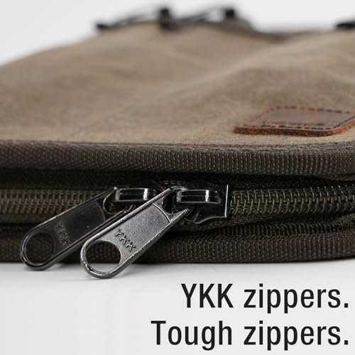 Image of A5 YKK Zipper Notebook Journal Planner Sketchbook Cover for 5.5 x 8.25 Moleskine Cahier 5 x 8 legal note pads A5 LEUCHTTURM, Pen Loop, Water Resistant Cover, Classy Waxed Canvas, Olive