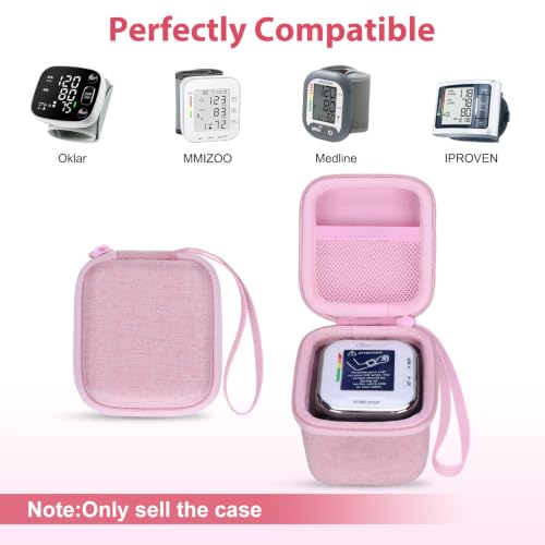 Image of XANAD Hard Case for Oklar /MMIZOO /Medline /IPROVEN Wrist Blood Pressure Cuff Monitor Within Size 4'' x 3'' x 3'',Pink
