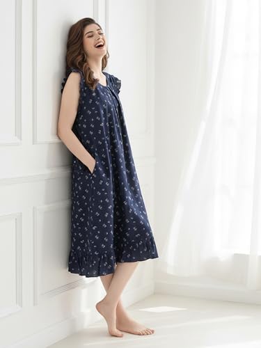 Image of CLOUD SOFT Women's Viscose Blend Comfort Short Nighty with Side Pockets | Soft Printed Short Night Dress for Everyday Wear | Easy to Wear (CS5001)