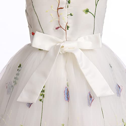 Vestido de damita de honor sin mangas en tul bordado para comunión 5