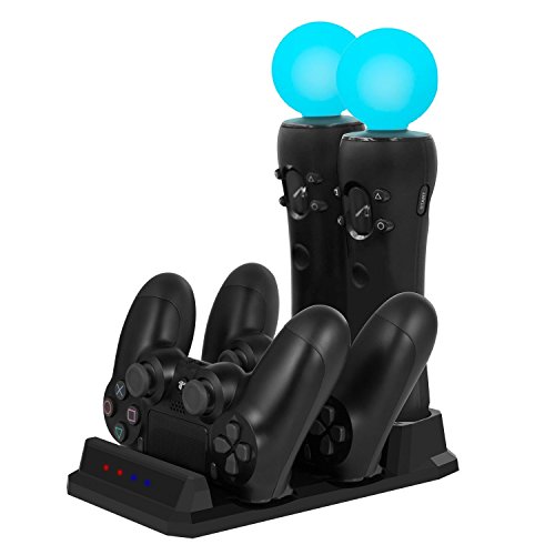 （ケテン）Keten PS4/PSVR 充電スタンド 充電ディスプレイスタンド PS4 コントローラー 四充電ステーション チャージャー（ブラック）
