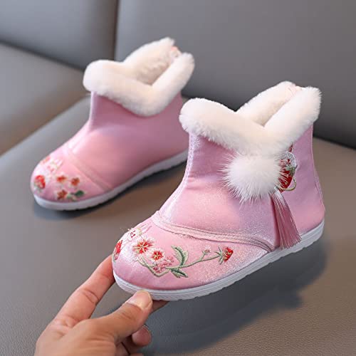 First Walking Boots Baby Children Shoes Girl Winter Cotton Boots Vintage Embroidered Cloth Boots Plush Inside Shoes2