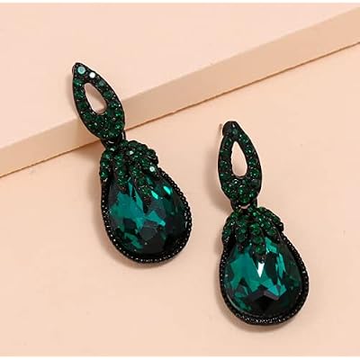 Boucles D'oreilles Pierres Et Strass Vert Foncé Sur Métal Doré Sans Nickel - Neuf Avec étiquettes