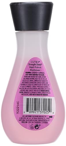 Cutex Nail Polish Remover Strength-Shield, Acetone Nail Polish Thinner, Protects Healthy Nails with Vitamin E, B5 and hydrolyzed Silk, Quick and Easy Removal, Non Drying, 3.4 Fl. Oz Each