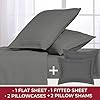 Mellanni Bed Sheet Set + 2 Pillow Shams Bundle&Save - Hotel Luxury Bedding Sheets & Pillowcases - Bundle Includes: 4pcs Bed Sheet Set and 2 Pillow Shams with 2 Flange (King, Gray)