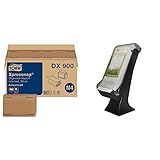 Tork Xpressnap White, N4, Advanced, Interfold 1-ply, 12 x 500 eco friendly napkins, DX900 + Tork Xpressnap Classic Stand Napkin Dispenser with Drive-Thru Face-Plate Black N4, Classic Line, 5555100