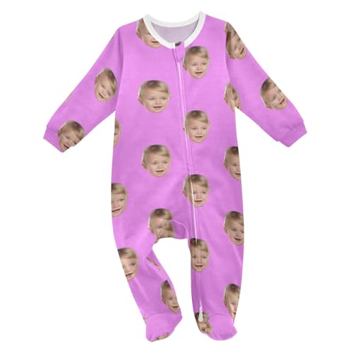 IHCVHQX Custom Baby One-Piece Footies with Photo Violet Solid Color