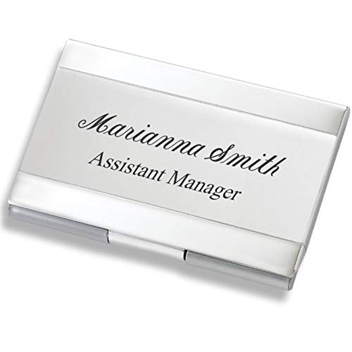 Personalized Silver & Satin Business Card Case Holder Engraved Free - Ships From Usa #TOP3
